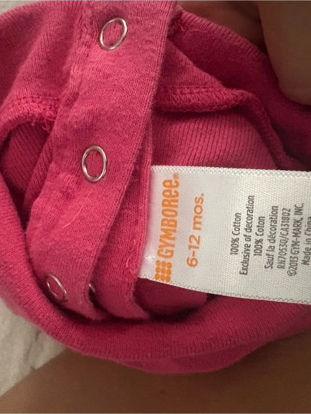 Gymboree pink baby bodysuit embroidered flowers and mushrooms, size 6-12 months